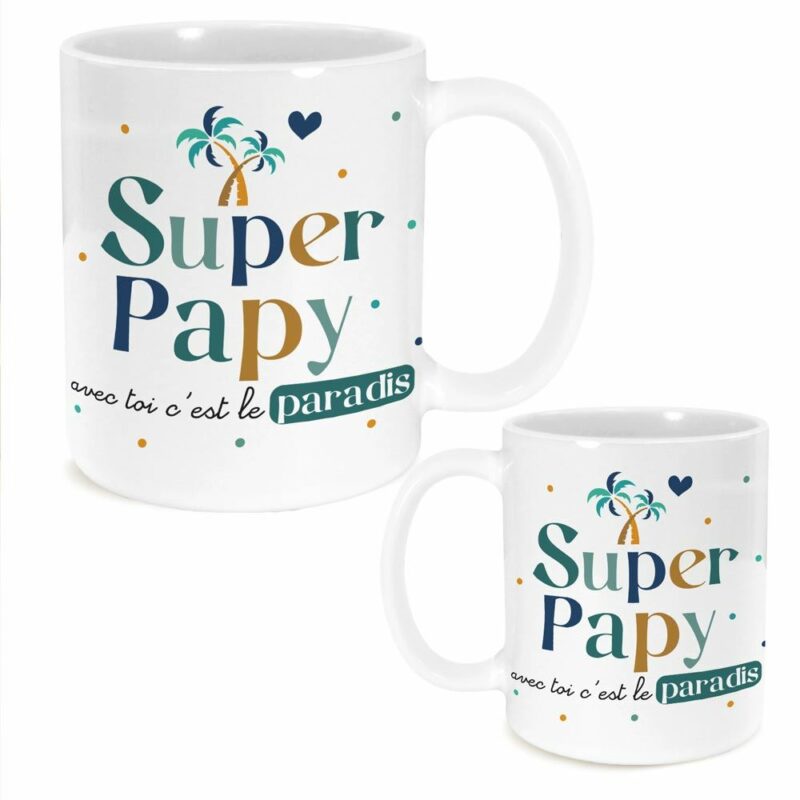 Mug Super Papy Avec Toi C'est Le Paradis – Image 2